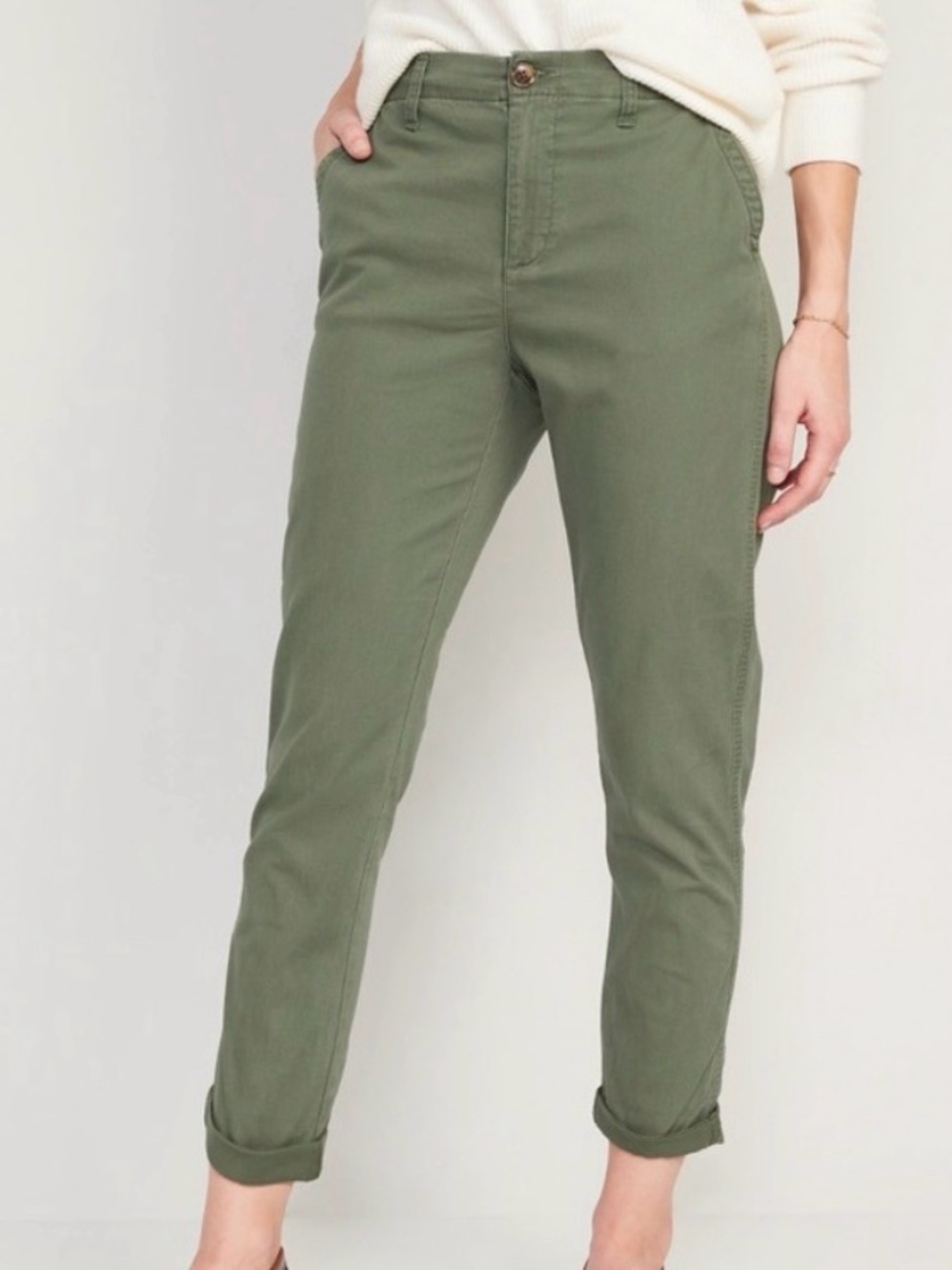Old Navy OG Chino High-Waisted Pants in Olive Green